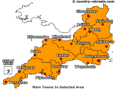 West england cities south Towns and